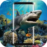 3d shark in the live wallpaper android application logo